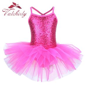 Balerin Partisi Kostüm Kids Sequined Flower Elbise Kızlar Dans Giyim Jimnastik Bale Tertenci Tutu Skating 240420