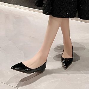 Black Patent Leather Flats Shoes For Woman Basic 2024 New Fashion Spring Autumn Pointed Flat Shoes Classic Woman Shoes Shoes