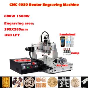 Ly CNC Router Incisore 4030Z-800W USB LPT3AXIS 4axis Incisione di perforazione e fresatura per la lavorazione del legno in metallo