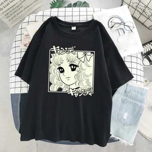 T-shirty harajuku komiks cukierki klin t-shirt cukierki anime krótkie rękawe skunk dodatkowe duża koszulka czarna koszulka graficzna gotycka odzież 2404