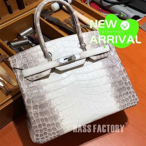 Totes Bag 10A Crocodile Handmade Genuine Leather Handmade Customized Platinum Bag 25cm Himalayan Nile Handheld Womens Bag WN-K303