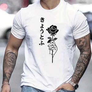 Camisetas masculinas 2024 Novas camisetas masculinas slves curtos tops camisetas florais de grandes dimensões de garotos casuais de garotos casuais strt para homens camisa t y240429