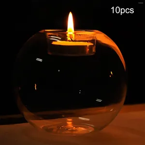 Candle Holders 10 Pieces Clear Glass Tea Light For Christmas Table Accessory