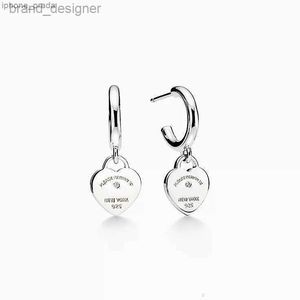 T-Heart Charm Love Stud arrings Sier Sterlling Jewelry Desinger Women Valentines Day Party Gift Original Brand