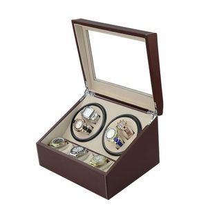 Fedex brown Automatic watch winder 4 slient motor box for watches mechanism cases with drawer storage display watches3713022