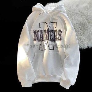 Herrtröjor tröjor tröja för man hoodies brev kläder skriver ut vit lyx estetisk hooded overfit pastellfärg y2k vintage lös s d240429