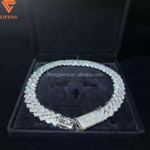 Passera Diamond Miami Hip Hop Jewelry VVS Stone Moissanite 925 Sterling Silver Necklace Cuban Link Chain för män