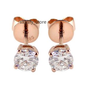 Bröllopsörhängen 14K Rose Gold Earrings Studs 4mm Round Shape Def Moissanite Diamond Women Earrings