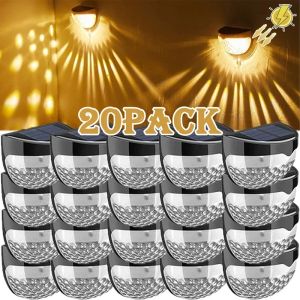 Dekoracje 2/4/6/10/12/18/20 20pcs ogrodzenie słoneczne światło Wodoodporne lampy ścienne Festoon Dekoracja LED LED LED LED STAPE