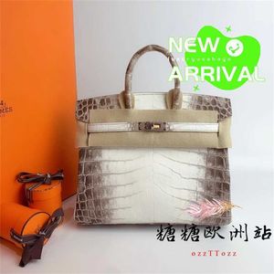 Borsa per borse 10A Crocodile fatta a mano vera pelle venduta 25 Himalayan Mist ha affrontato la borsa con fibbia argento WN-M0GX