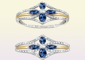 Heißverkaufsring für Frauen Vintage Mode Schmuck 925 Sterling Silber Blue Sapphire Crystal Diamond Party Frauen Hochzeit Verlobungsring5322112