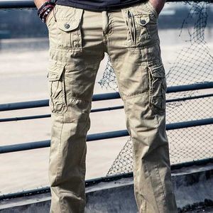 Men's Pants Mens Military Pants Spring and Autumn Cotton Tactical Goods Pants Multi Pocket Outdoor Mens Casual Pants Plus Size 44 J240429