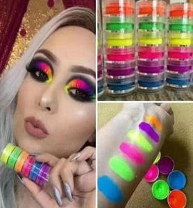 Evenção em pó de maquiagem 6 policores neon shadow cening of beleza olhos cosméticos novos pó olhos maquiagem 6pcs kit diy uil art pó 3615072