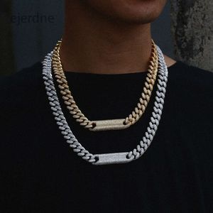 Hiphop smycken kubansk länkkedja halsband män 12mm platina/guldpläterad mässing 3a cz sten isad långa stripkedjor