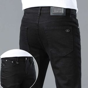 Bahar 2023 İnce Erkek Kot Kore Edition Slim Fit High End Avrupa Saf Siyah Gençlik Pantolon