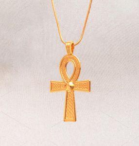 Vintage Egyptian Ankh Cross Symbol Of Life Pendant Necklace Gold Charm Crystal Ornament Wheat Chain Necklace Jewelry8501475