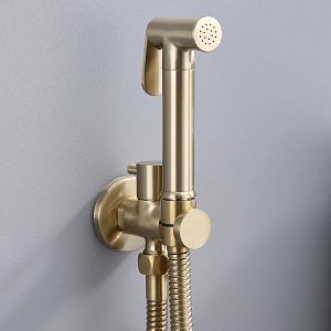 Impostare Accessori per spruzzi bidet da toilette in ottone Accessori per set di accessori bidet nero per spruzzatore per bagno a mano getto auto pulizia oro