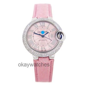 Unisex Dials Automatyczne zegarki robocze Carter Women Watch Blue Balon Precision Steel Diamond 33 mm proszkowy płyt mechaniczny WSBB0002