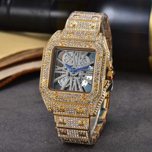 Square Watch Sky Star Steel Band Diamond Mens Rome Scale Fashion Quartz Watch 111546