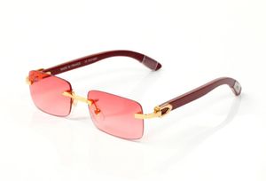 Nya trä solglasögon för män kvinnor retro mode sport buffel solglasögon kantfria glasögon guldben ramar med original box lunet838218