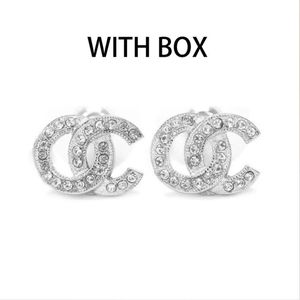 channl Simple small stud earrings Classic c letters gold silver diamond stud earrings Jewelry designer style pattern earrings279Z