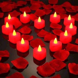 Świece 24pcs kształt serca LED Flimeless Tealeght Candles Dekoracje na romantyczną noc walentynkową rocznicę ślubu lub stół D D240429
