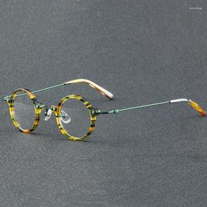 선글라스 프레임 55275 남성을위한 빈티지 아세테이트 안경 프레임 여성 라운드 처방 근시 광학 안경 복고풍 고급 스펙 테이클