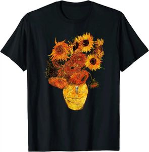 T-shirt maschile van gogh girasoli T Vintage Flowers giallo T-shirt arte T-shirt uomo popolare maglietta stampata Thirt di cotone Design T240425