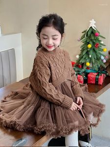 衣類セット女の子の服セット秋の冬の子供セーターコートニットトップスドレス2PCSスーツキッズプリンセス