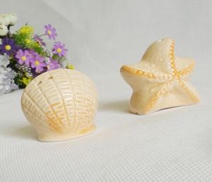 FEIS Whole 2pcs Kitchen Supplies Creative Starfish Shells Salt Peepper shakers wedding favors and gifts kitchen seaoning pot1685408