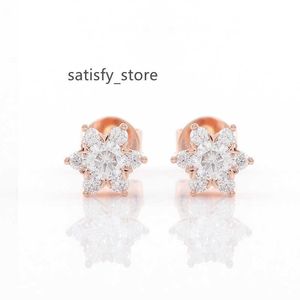 Partihandel Fashion Shiny Diamond Snowflake Formed Moissanite Cluster Stud Earrings 14k Rose Gold