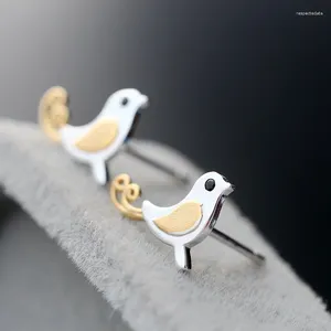 Stud Earrings MloveAcc S925 Sterling Silver Cute Animal Bird Canary For Women Girls Year Lucky Gift Beautiful