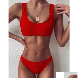 Bikinis Set Y Lace Up Weiblicher Badeanzug Milde Taille Bikini 2021 Frauen Bademode Zweiteiler Badende Badeanzug Schwimmen Lady14549692 Drop Deliv Ot2Gi