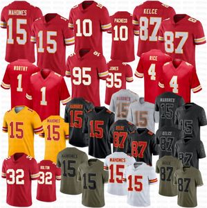 15 Patrick Mahomes Xavier würdiger Isiah Pacheco Travis Kelce Football Trikot Rashee Rice Kadarius Toney Jones George Karlaftis Bolton Trikots