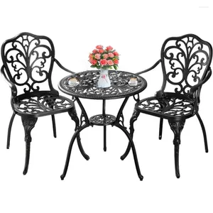 Camp Furniture Table And Chairs Set Of 2 With Umbrella Hole Cast Aluminum Patio Bistro Sets 3 Piece Outdoor