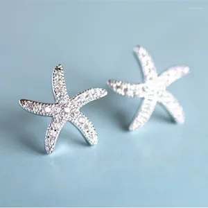 Orecchini per borchie 1PAir Fashion Anti-Allergic 925 Gioielli in argento sterling Micro-incorporato Starfish Crystal Personality squisite