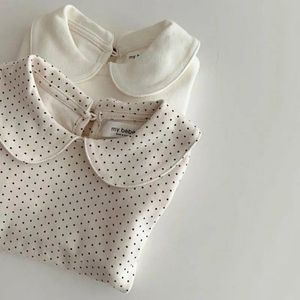 Autumn Fashion Toddler Kids Baby Boys Long Sleeve Shirts Baby Girls Doll Collar Cotton Blouse Bottoming Tops Clothes 240423
