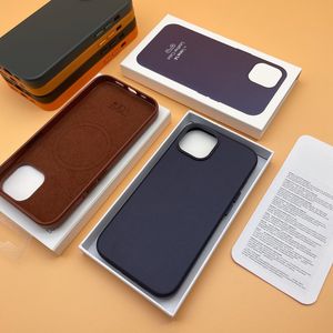 Magnetic Macsafe Leather Phone Case for iPhone 15 14 Pro Max Case Compatible with MagSafe PU Leather Wireless Charging Cell Phone Case With Retail Package