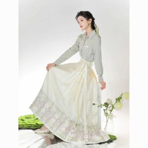 Roupas étnicas Ming Hanfu Lily Chinês estilo misturado com maquiagem de maquiagem Face Face Face Face e tornozelo de verão