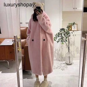 Maxmaras Teddy Bear Coat Womens Cashmere Płaszcze wełna wełna zima wszystkie 2024 NOWOŚĆ Włosy jagnięce cząsteczki owce wycięte z kapturem długie futro Fork