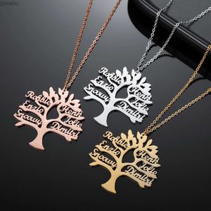 Anhänger Halskette Qitian Customized Personalisierte Lebensbaumkette mit 1-6 Namen Edelstahl Anhänger Kette Familie Schmuck Damen Weihnachtsgeschenkwx