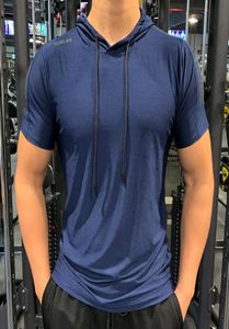 Gym sport huva löpning t shirt fitness smal hög elasticitet andas snabb torr kroppsbyggande herr tshirt män tee tops5286128