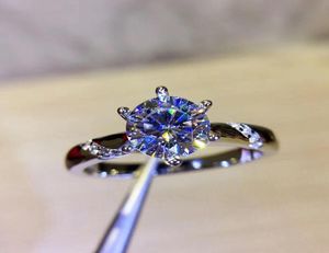 925 Серебряное кольцо стерлингового кольца 1CT 2CT 3CT 3CT MOISSANITE RING Ювелирные изделия Moissanite Свадебная вечеринка годовщина классического стиля Custom Made357405