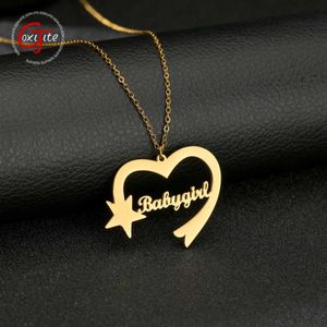 Pendant Necklaces Goxijite Trend custom heart-shaped necklace suitable for womens personalized stainless steel star letter name necklace best giftWX