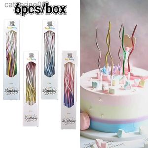 Candles 6pcs Creative Threaded Candle Curved Cake Candle Cupcake Toppers Candle Toppers Birthday Wedding Baby Shower Decoration Supplies d240429