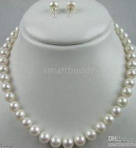 GENUINE NATURAL 18inches 8MM WHITE PEARL NECKLACE EARRING018688517