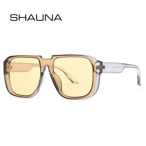 Shauna Retro Square One Piece Солнцезащитные очки мужчины зеркальные оттенки UV400 Flat Top Men Fashion Sun Glasses 240428