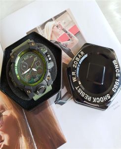 Army Green Rubber Strap Sports Watch Luxury Black Gold Men039s Sports Brand Watch GA New Direct 400 Alarm Clock Waterproof2764034