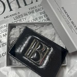 Plånböcker för kvinnor 2024 hemlagad kortpåse koreansk metall söt cool äkta läder fårskinn plånbok dammynt handväska