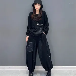 Женские брюки 2pcs harajuku set set women patchwork -костюми